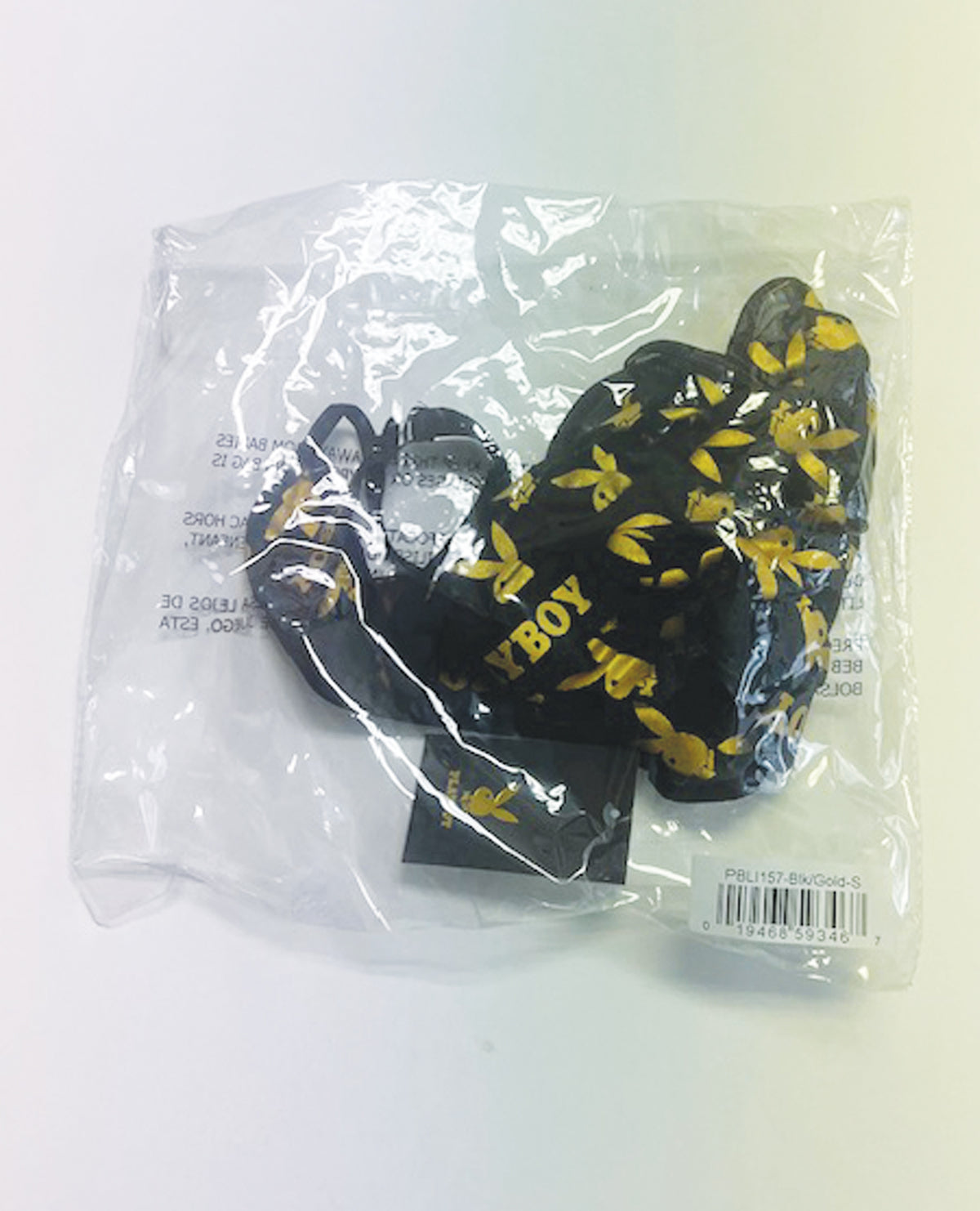 Playboy Bunny Gold Foil Halter Teddy - Black/Gold LG