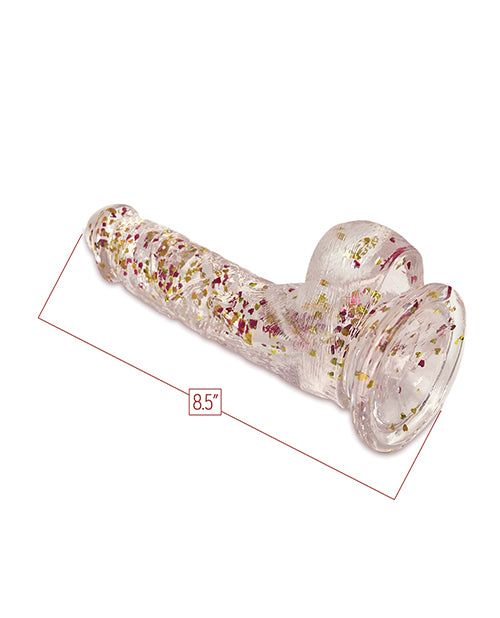 Glittergasm 8.5" Ballsy Dildo - Red/Gold/Orange