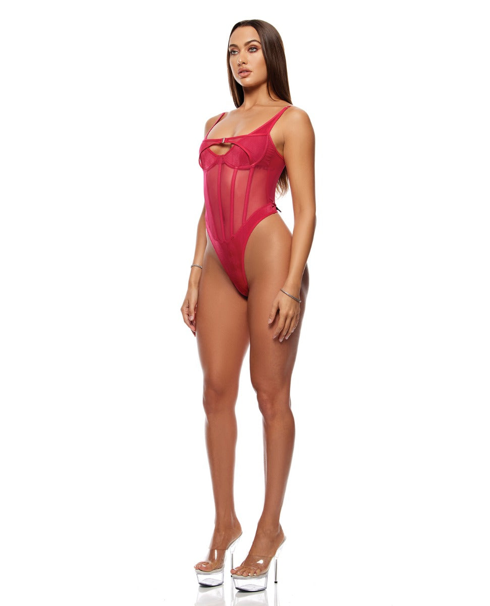 Layers To This Mesh and Knit Teddy - Pink SM