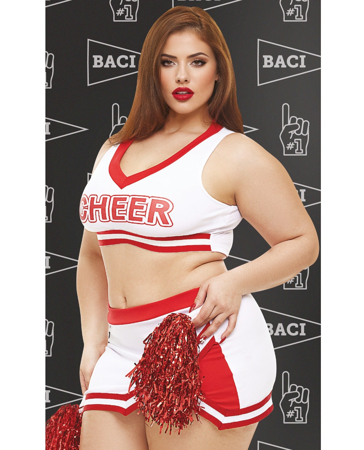 Dreams By Baci Gameday Cheerleader 4 Piece Lingerie Set White And Red