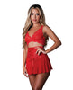 Bild in den Galerie-Viewer laden, Sugar High Bralette Cincher Skirt And Thong 3 Piece Set Red L XL
