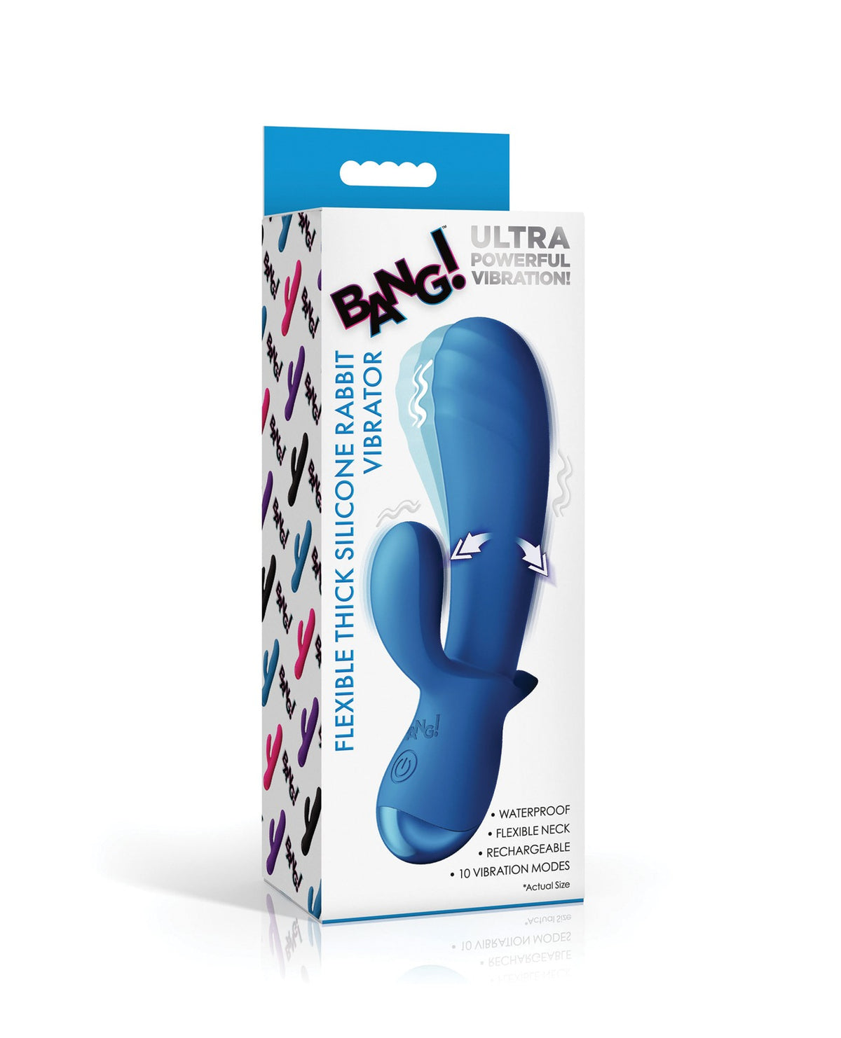 Bang Thick Silicone Rabbit Vibrator For Women 5.7 Inch Dual Stimulation Blue