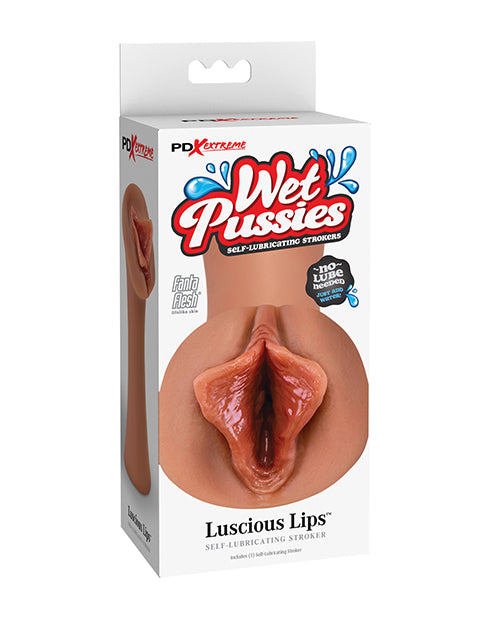 PDX Extreme Wet Pussies Lips Tan Stroker Self Lubricating Toy