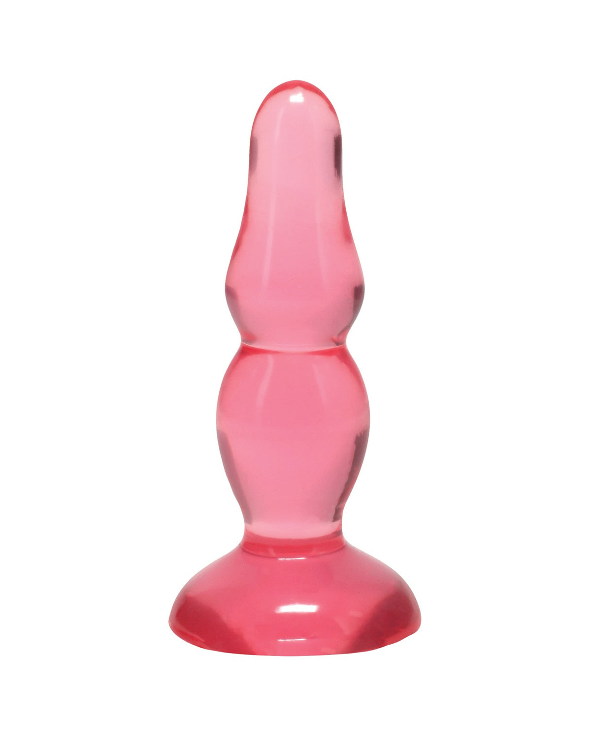Plug anal rose pour débutants Crystal Jellies de 4 pouces de Doc Johnson avec base à ventouse