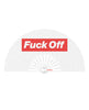 Load image into Gallery viewer, Wood Rocket Folding Hand Fan Fuck Off White Red Satin Ribs

