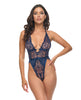 Ladda bilden i Galleri Viewer, Davina V-Plunge Embroidered Teddy w/Double Ring Charm - Navy LG
