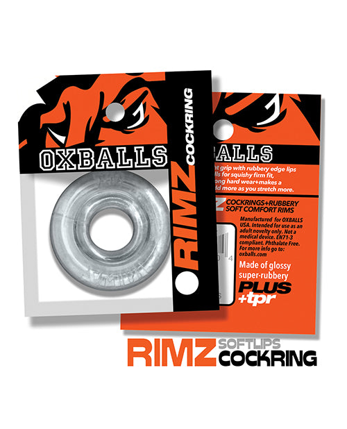 Oxballs Rimz Single Ring Clear Cock Ring With Soft Lip Grips For Comfort