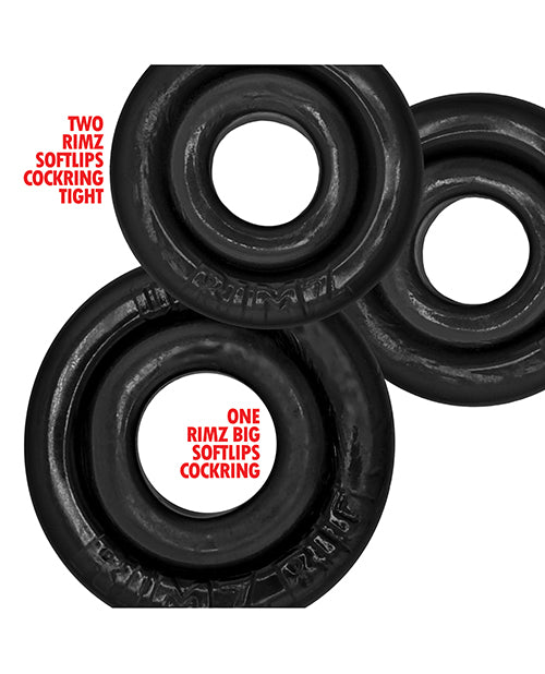 Oxballs Rimringz 3 Pack Multi Size Cock Rings Black