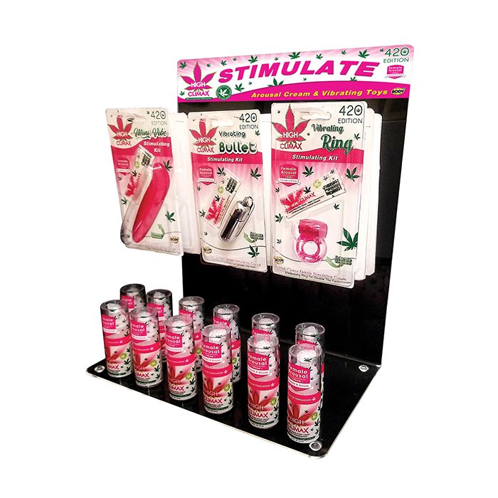 High Climax Vibrating Acrylic Counter Display Kit With Bullet Mini Vibrators