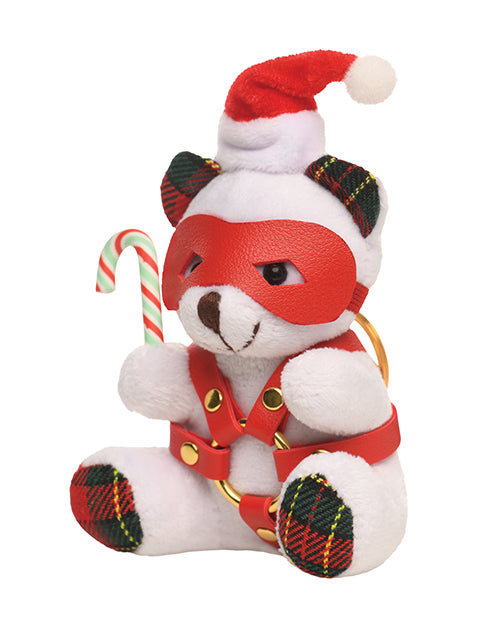 Load image into Gallery viewer, Master Series Holiday Bondage Teddy Bear Keychain White
