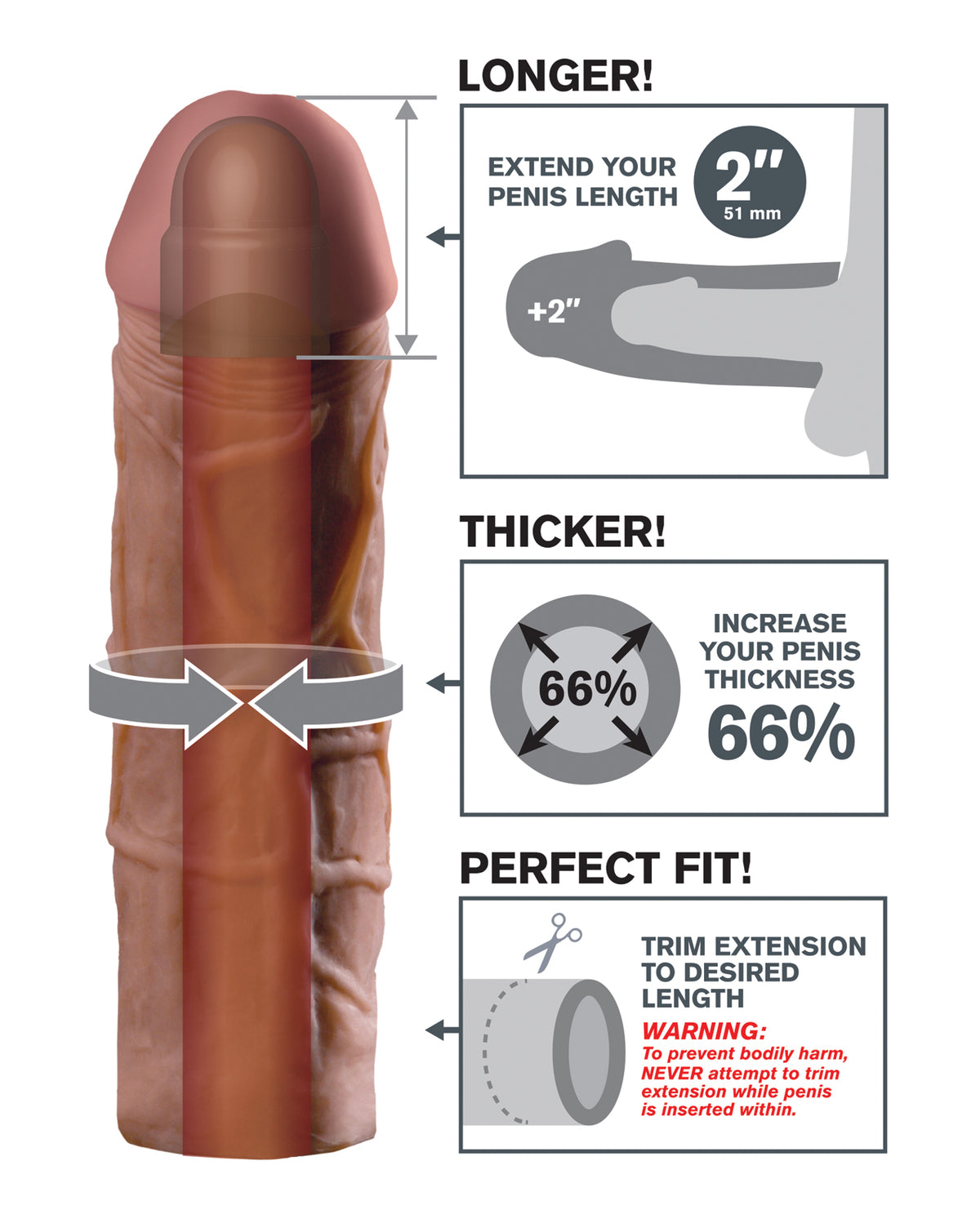 Fantasy X Tensions Mega Two Inch Extension Brown Premium