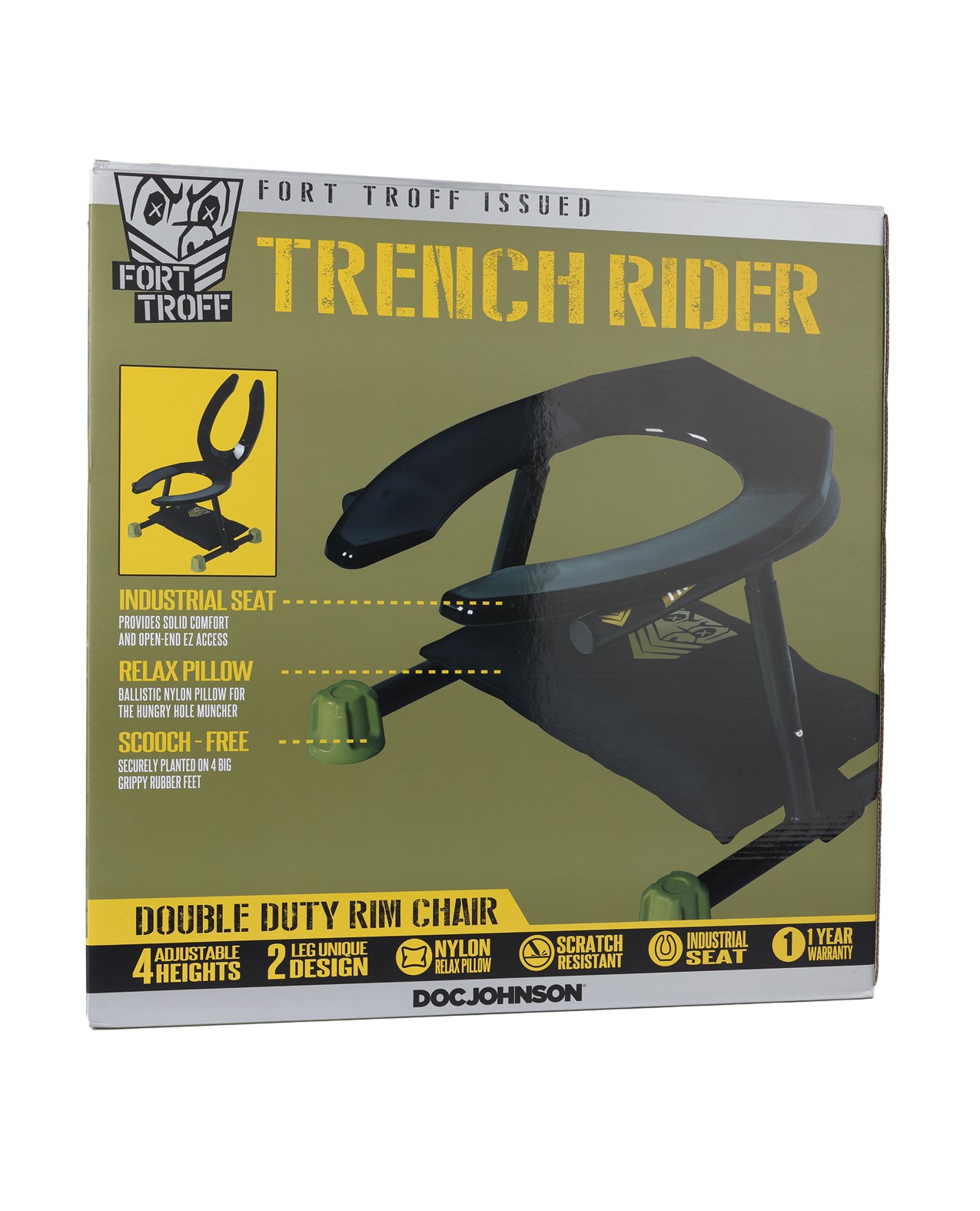 Asiento de inodoro industrial resistente Fort Troff Trench Rider, artículo novedoso para adultos