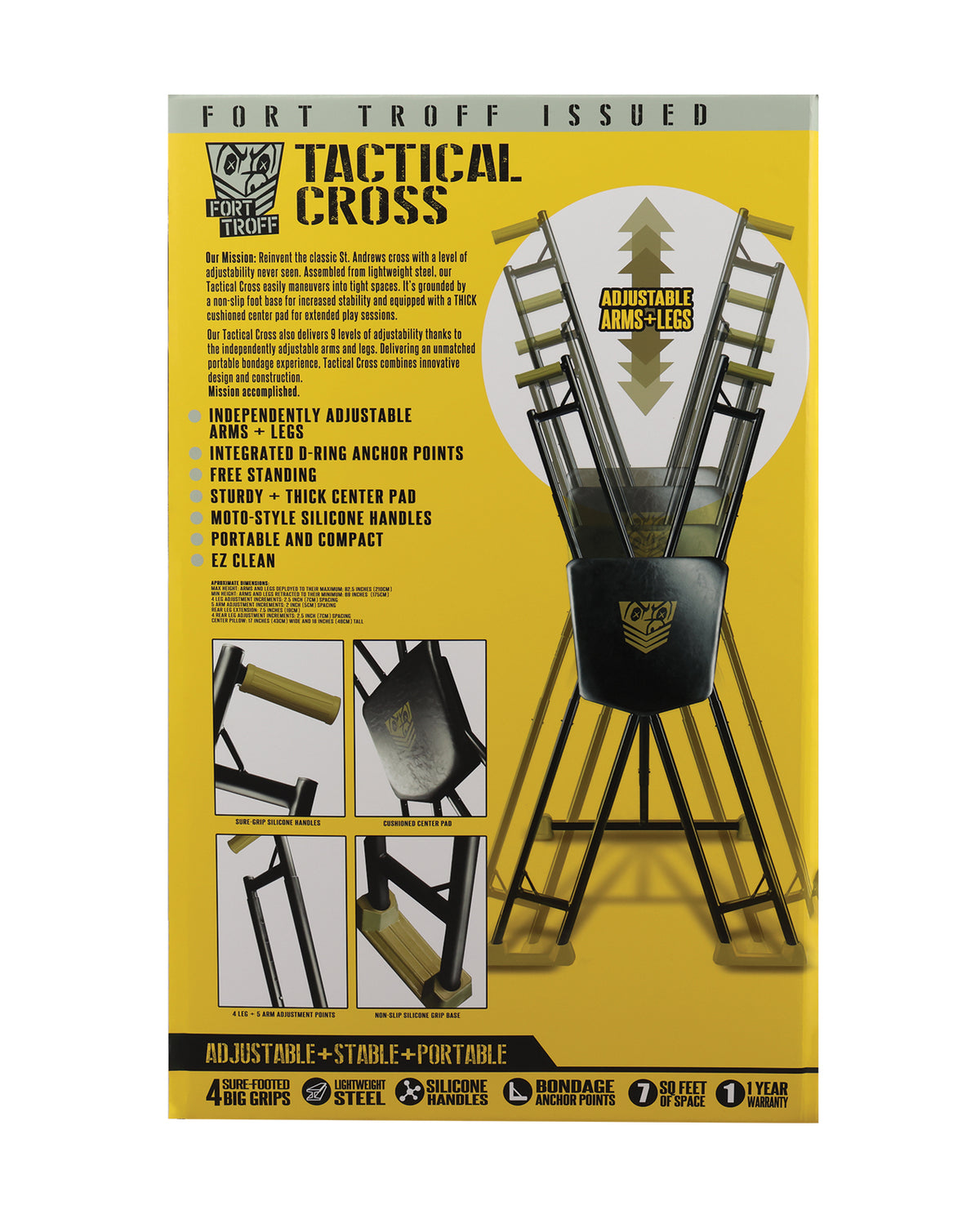 Croix tactique Fort Troff légère en acier réglable avec coussin épais