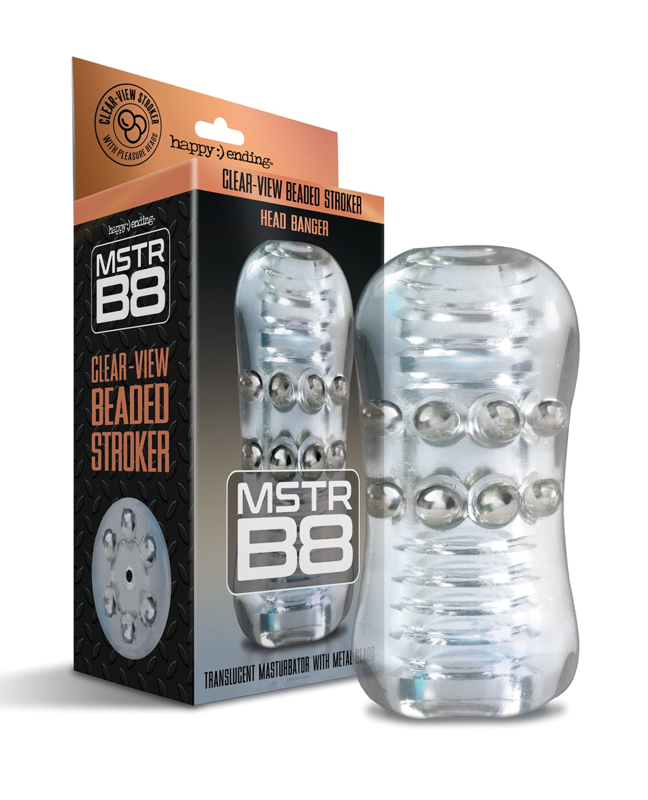 MSTR B8 Head Banger Beaded Clear View Stroker Transparent TPE