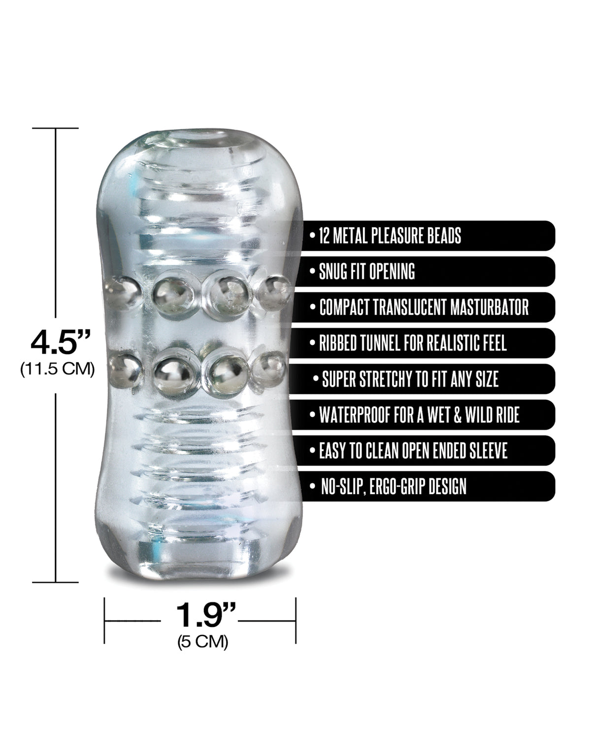 MSTR B8 Head Banger Beaded Clear View Stroker Transparent TPE