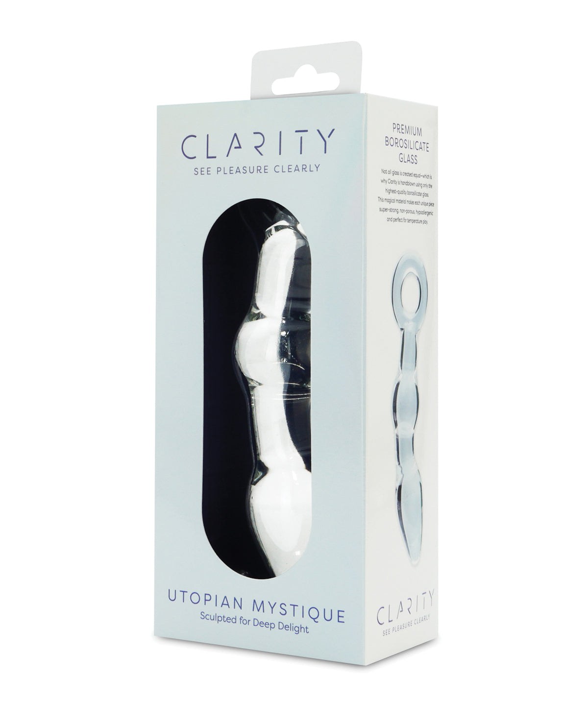 Dildo anal de vidrio estriado Utopian Mystique, 5.2 pulgadas, borosilicato