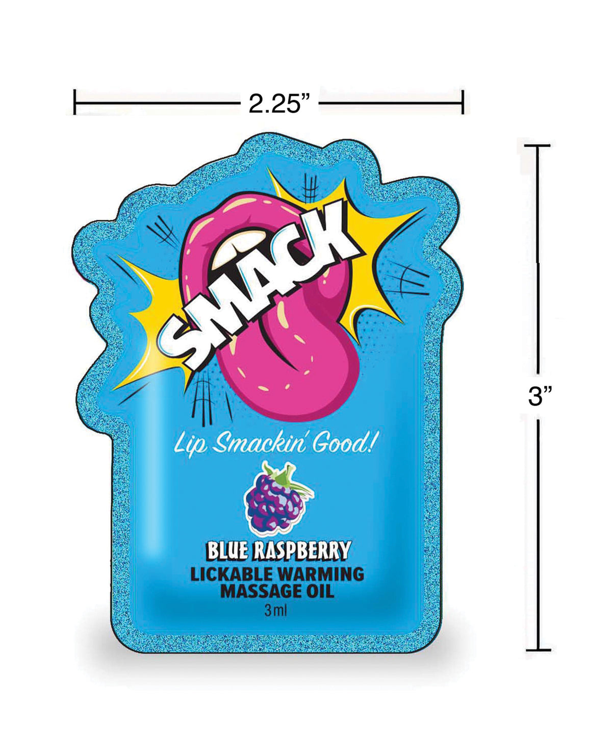 Huile de massage chauffante comestible Smack au goût de framboise bleue, sachet de 3 ml
