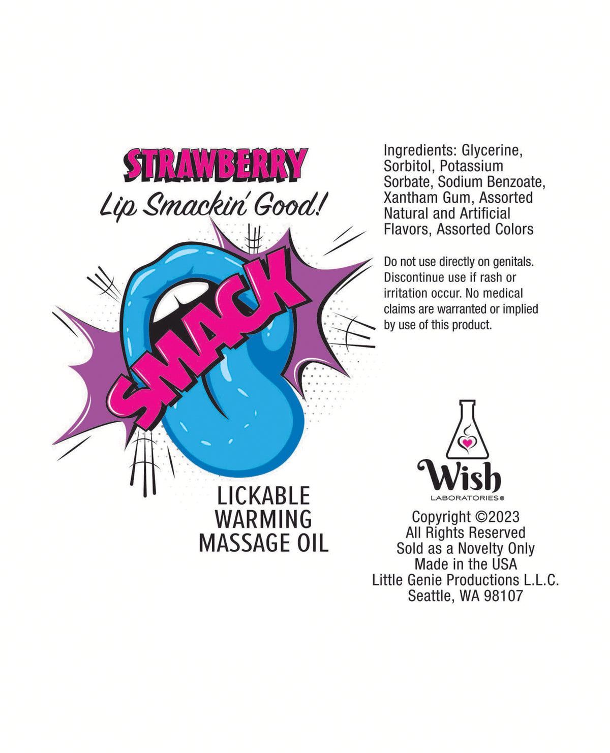 Smack Sensual Lickable Warming Massage Oil Strawberry 3ml Pouch