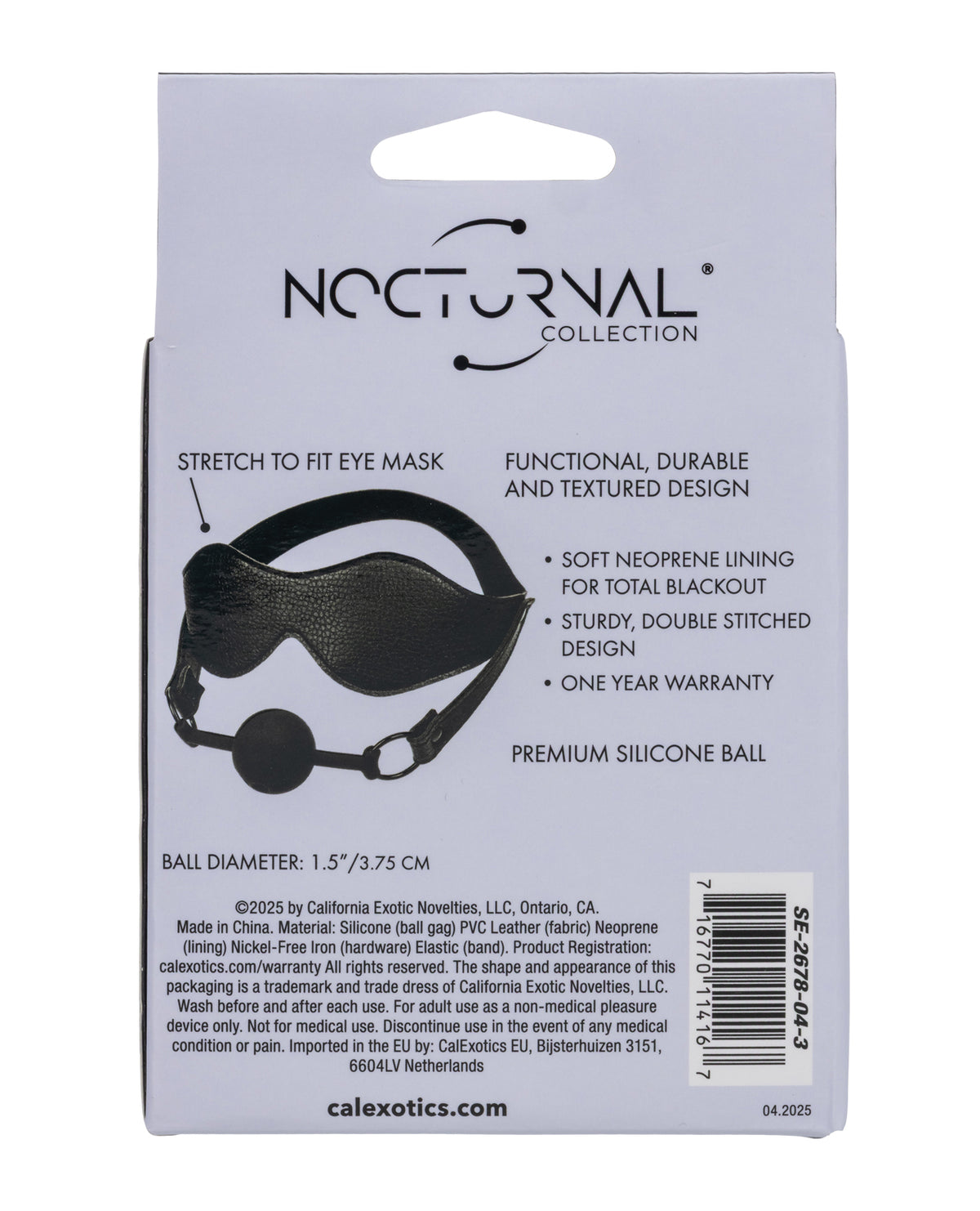 Set de antifaz elástico y mordaza de bola transpirable de la colección Nocturnal