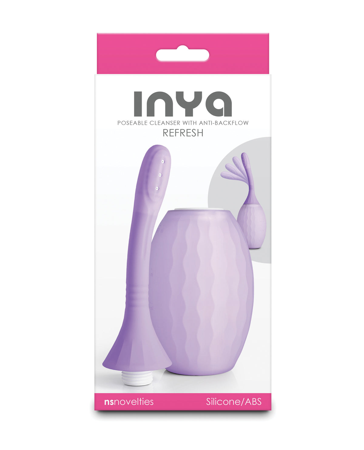 Inya Refresh intimhygiejneapparat med tilbagestrømningssikring og lilla bulb