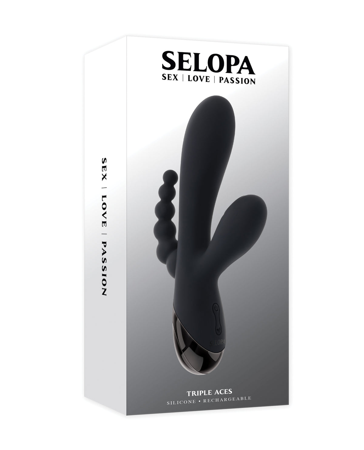 Selopa Triple Aces Black Triple Shaft Vibrator With Anal Beads