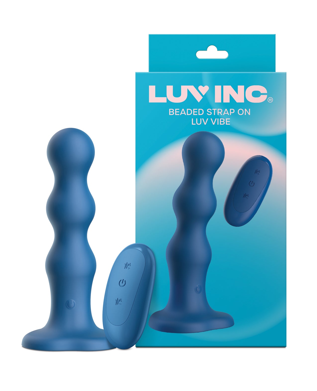 Vibrador de silicona con correa, cuentas texturizadas y base en forma de corazón Luv Inc