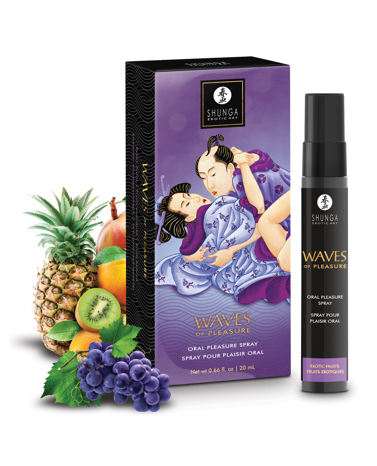 Shunga Spray do seksu oralnego o smaku egzotycznych owoców, wzmacniający doznania dla par
