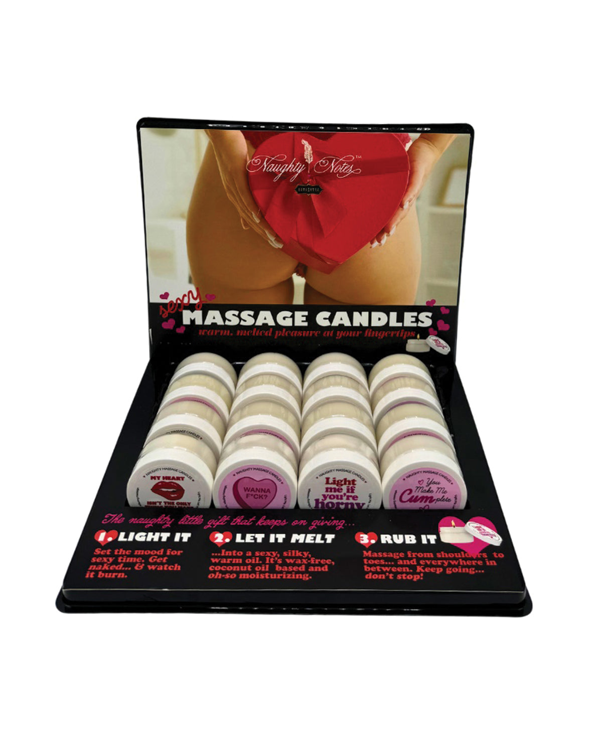 Valentine Mini Soy Massage Candles Bulk Display Pack Of Sixteen