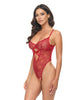 Bild in den Galerie-Viewer laden, Mariah Transparenter bestickter Mesh-Teddy mit Bügeln, Bordeaux, XL
