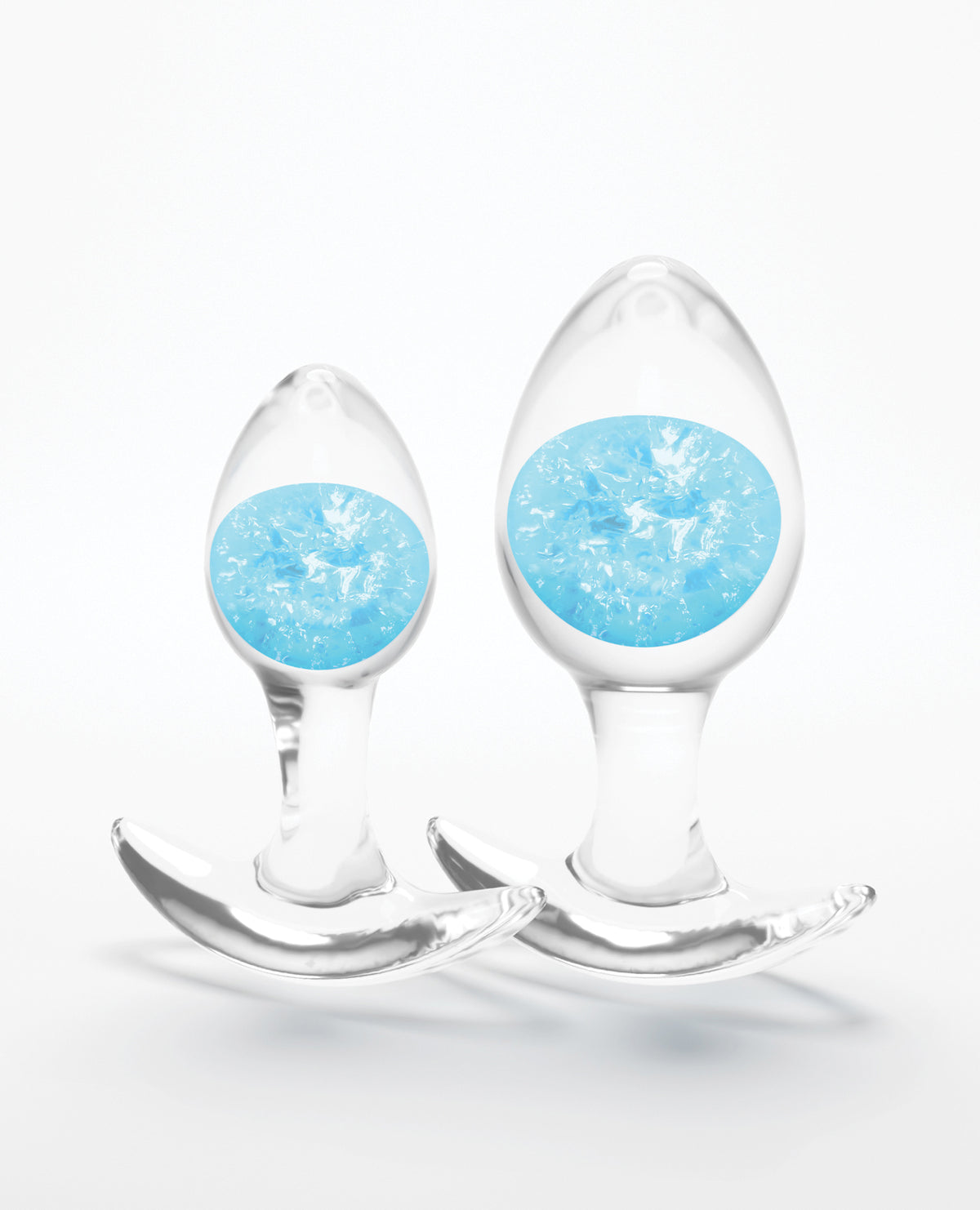 Cosmic Glams 2 Piece Silicone Butt Plug Set With Blue Glass Marble