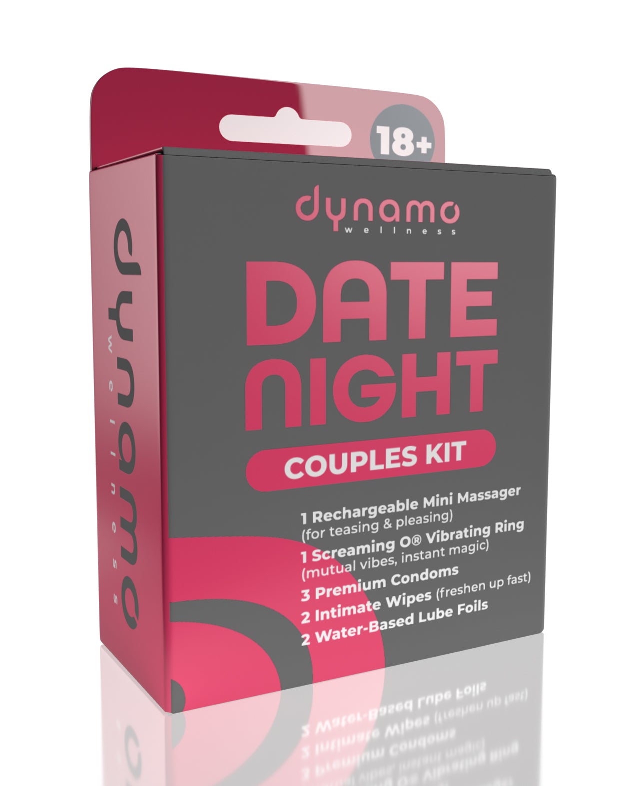 Kit de intimidad para una cita nocturna Dynamo con mini masajeador, anillo vibrador, condones y lubricante