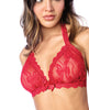 Cargue la imagen en el visor de la galería, Conjunto de dos piezas para mujer con top halter de encaje rojo y panty a juego L x L
