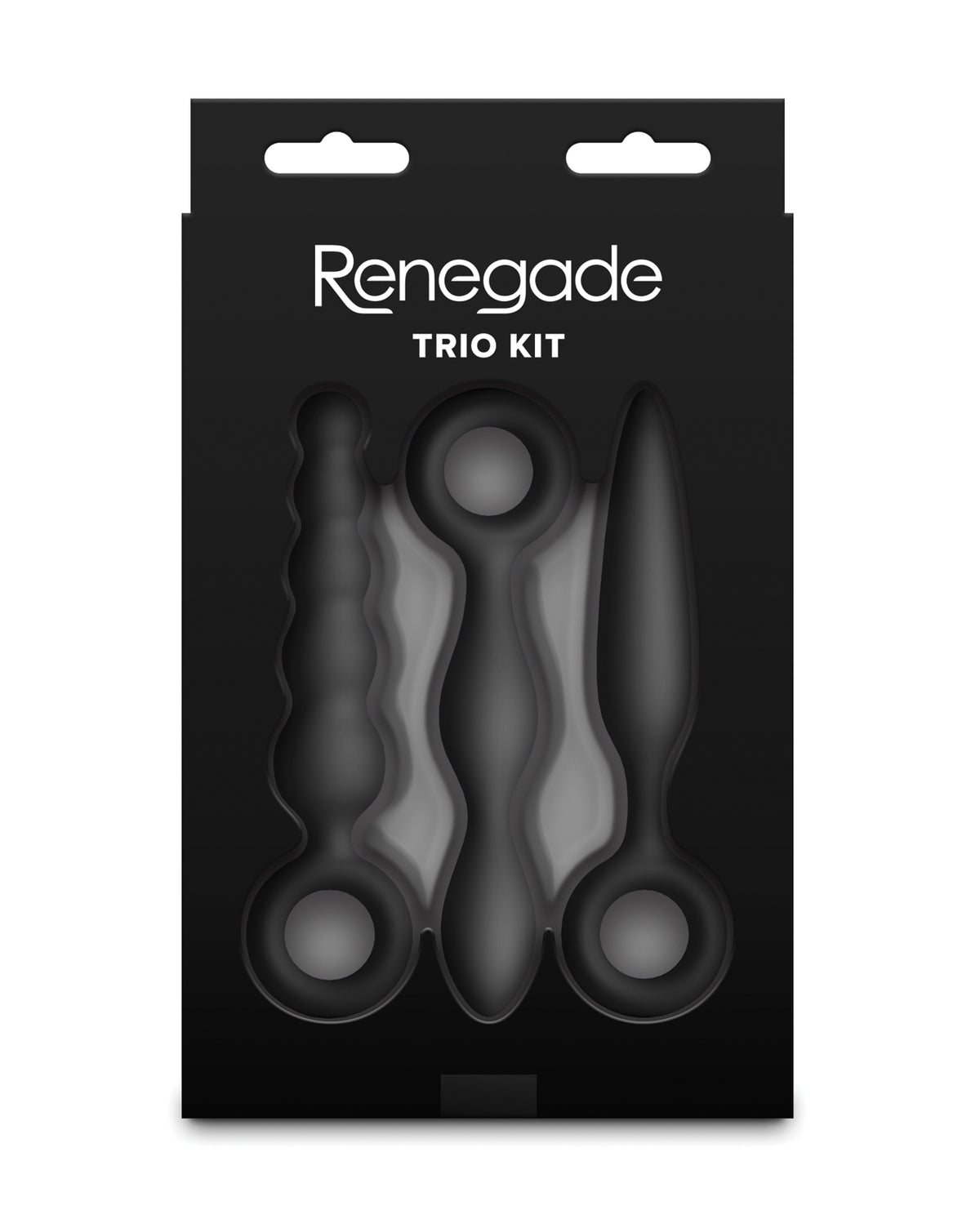Renegade Trio キット ブラックシリコン製アナルプラグ 指用リング付き