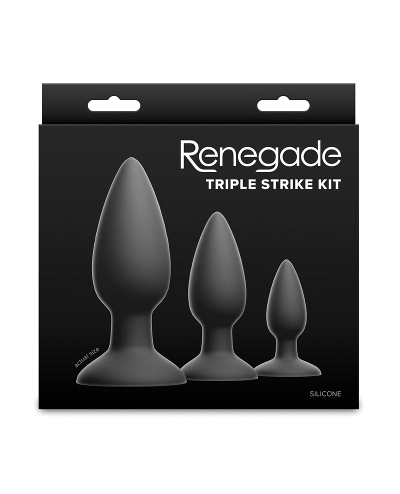 Charger l'image dans la visionneuse de la galerie, Kit Renegade Triple Strike noir en silicone, ensemble de plugs anaux pour l'entraînement

