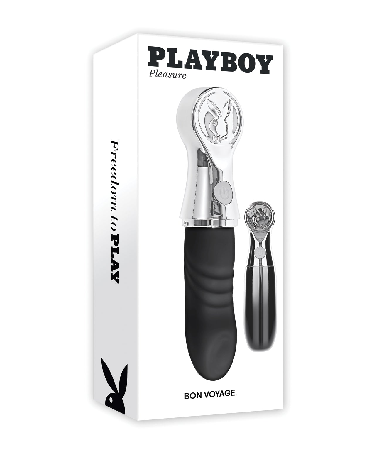 Playboy Pleasure Bon Voyage μαύρο ταξιδιωτικό παιχνίδι με χτυπητή λειτουργία, ραβδωτό άξονα και γωνιακή άκρη