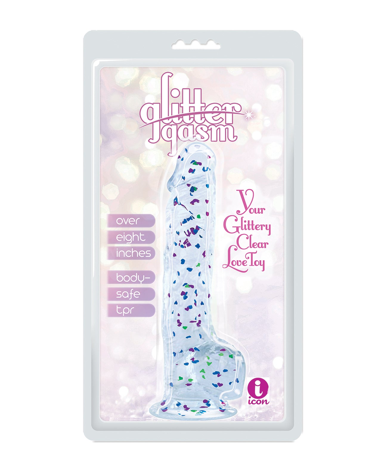 Glittergasm 8.5 Inch Ballsy Dildo Blue Purple Violet Glitter