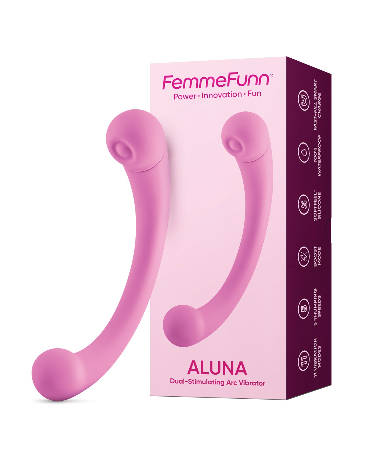 Femme Funn Aluna dobbeltendet udforskningsapparat med dunkende og vibrerende funktion