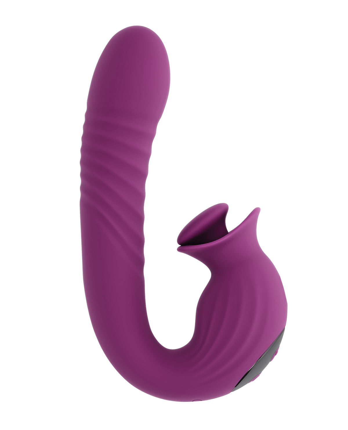 Evolved Deep Ecstasy Purple Ribbed Thrusting Vibrator And Clitoral Stimulator