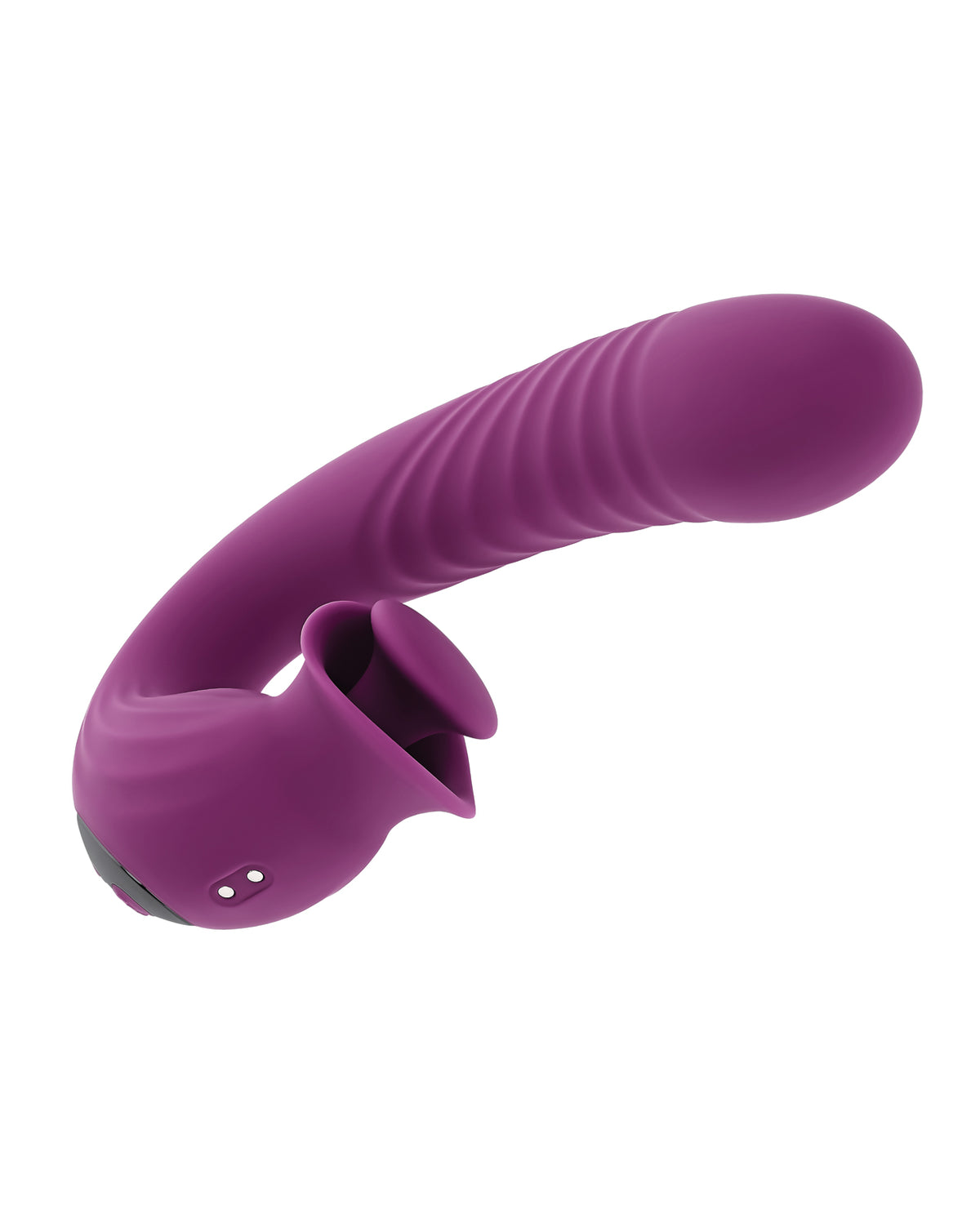 Evolved Deep Ecstasy Purple Ribbed Thrusting Vibrator And Clitoral Stimulator