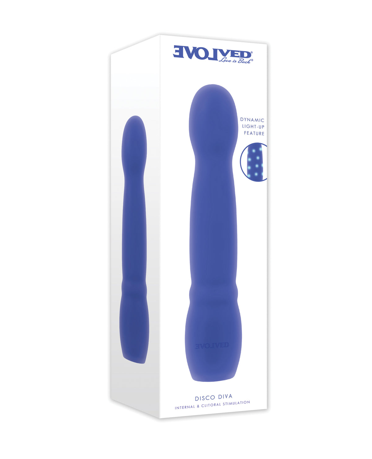 Evolved Disco Diva Blue Glowing Led Rigid Shaft Dildo
