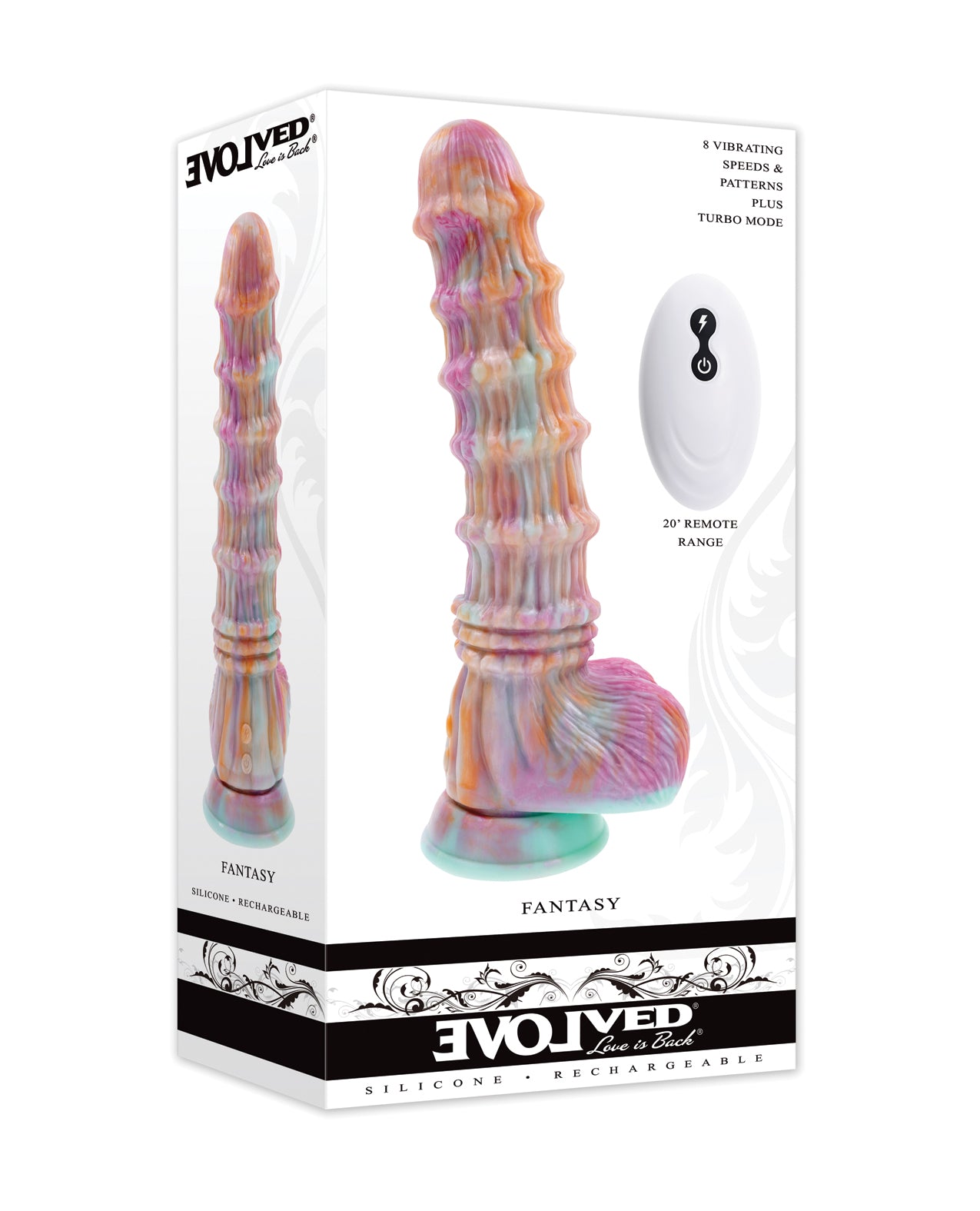 Evolved Fantasy Multicolor Silicone Vibrator With 8 Rings And Suction Base