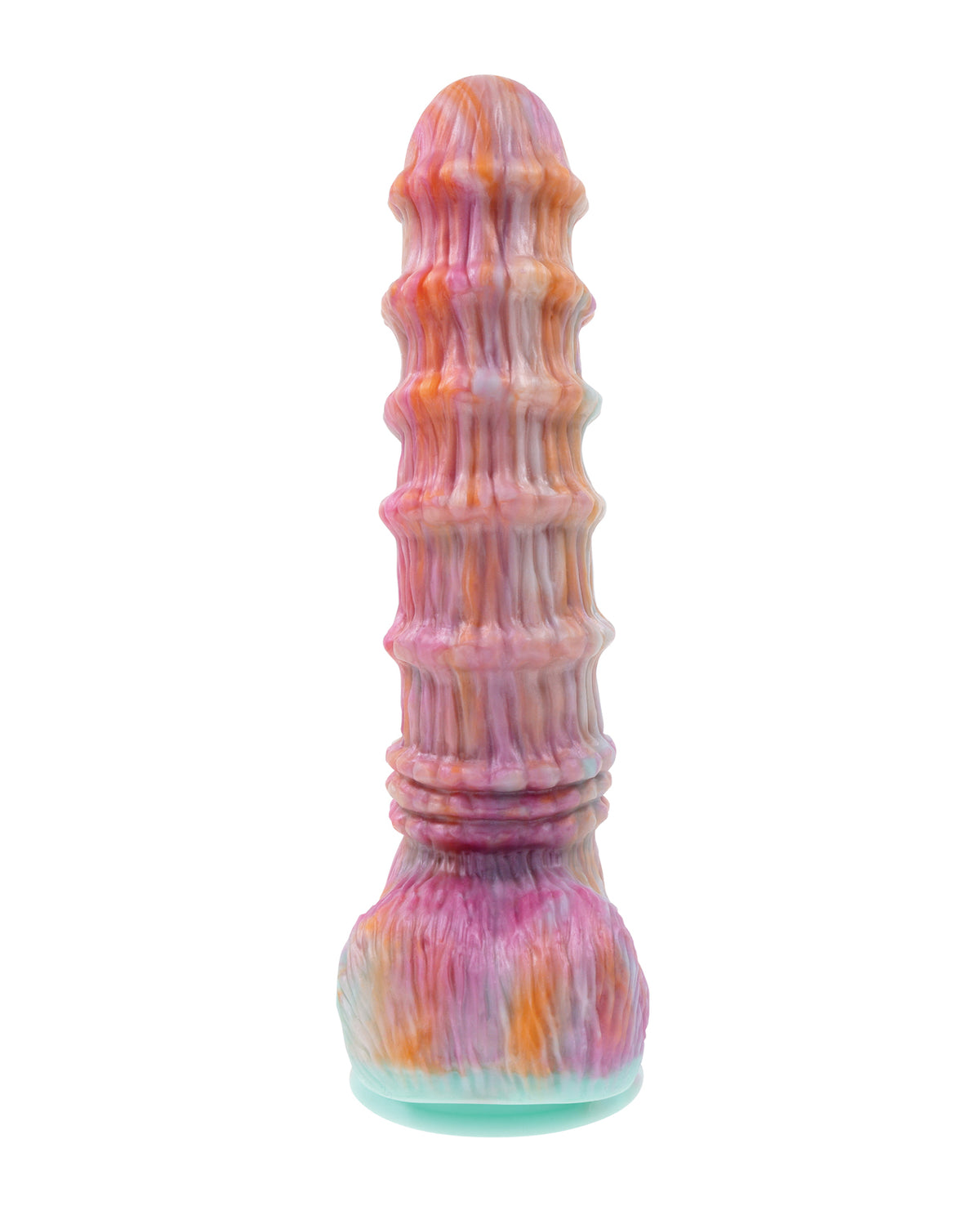 Evolved Fantasy Multicolor Silicone Vibrator With 8 Rings And Suction Base
