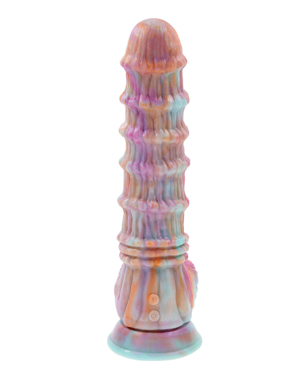Evolved Fantasy Multicolor Silicone Vibrator With 8 Rings And Suction Base