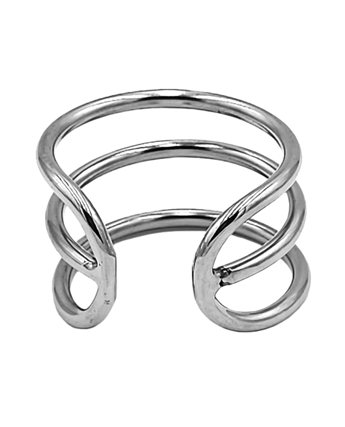 Rouge roestvrijstalen glansring met drievoudige draad 32 mm - zilver
