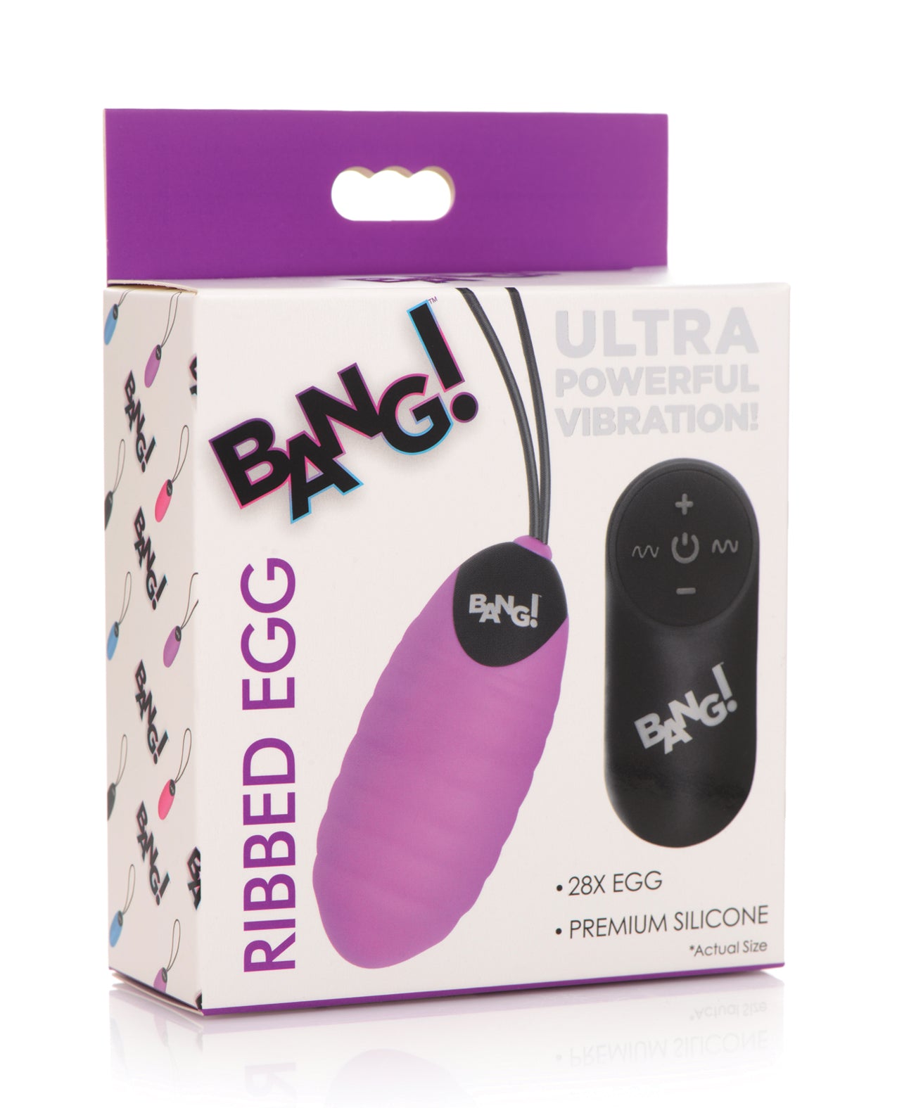 Bang! Ovo de Silicone Estriado 28X com Controle Remoto - Roxo