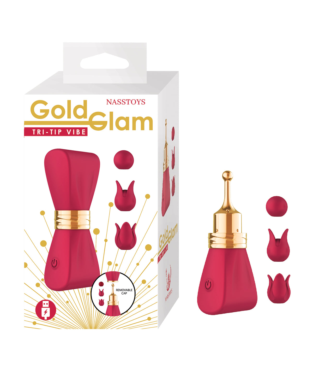 Nasstoys Gold Glam Tri Tip Vibe With 10 Vibration Modes