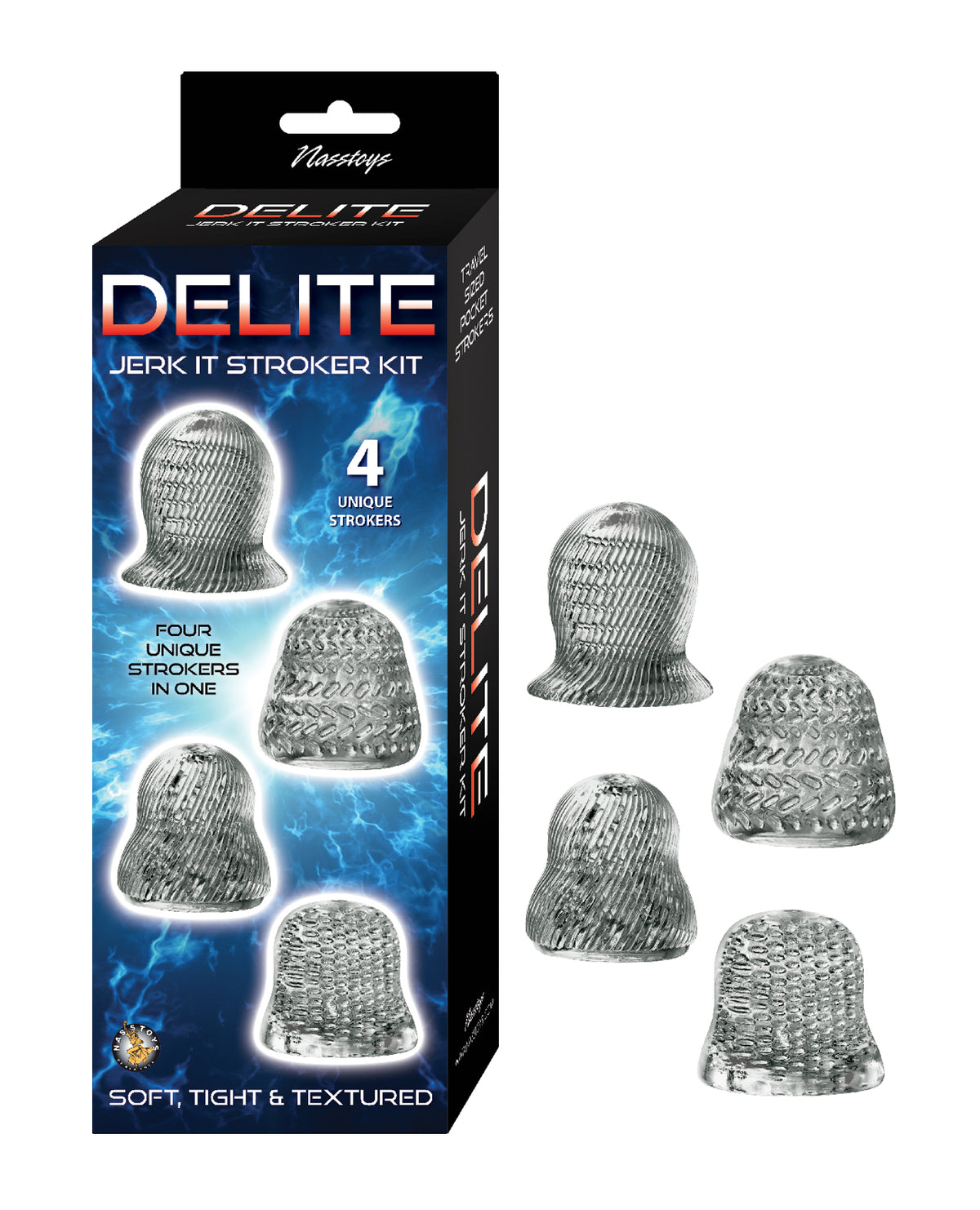 Kit masturbador manual texturizado Nasstoys Delite Jerk It Stroker 4, color humo