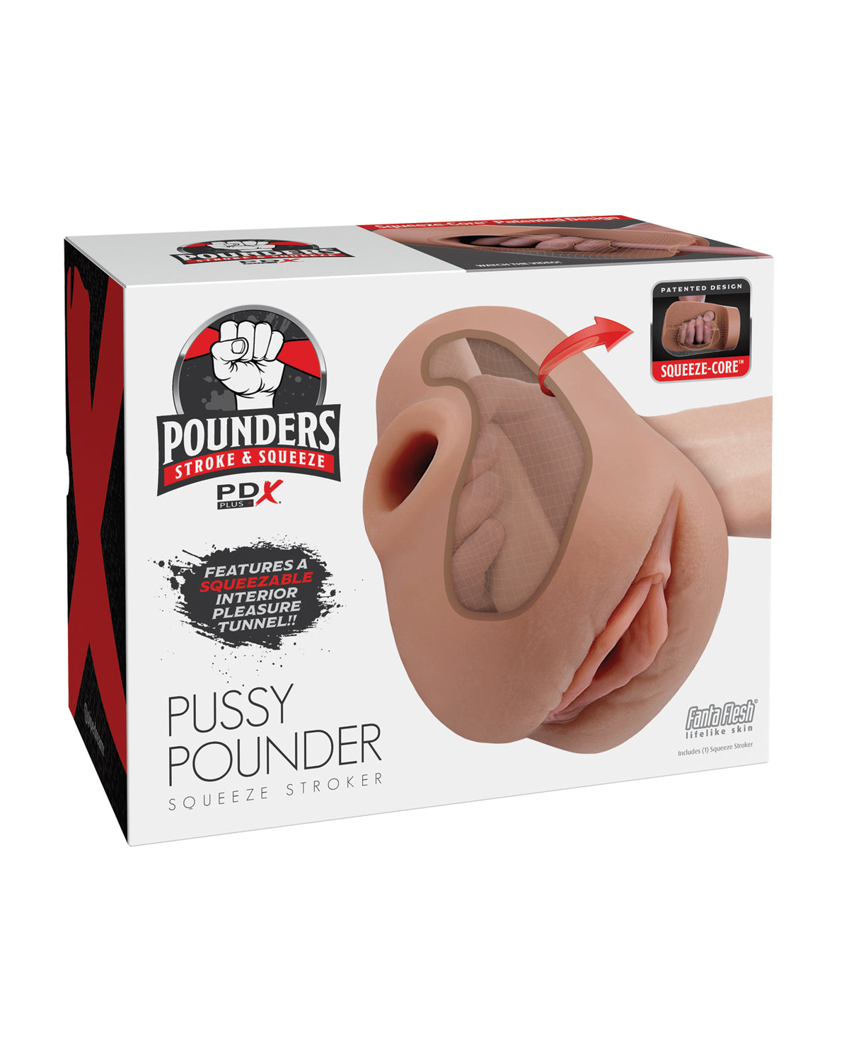 PDX Plus Squeeze Core Cock Stroker With Soft Realistic Brown Finish