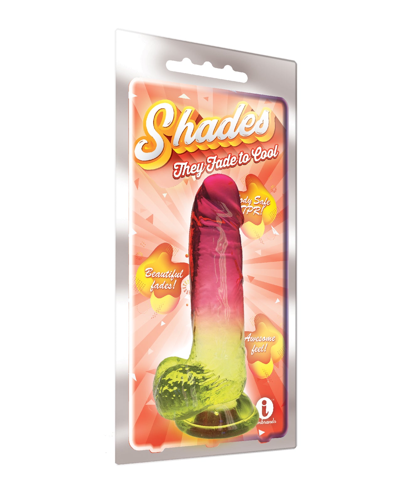 Shades Jelly TPR Gradient Dong Large Pink Yellow Sex Toy
