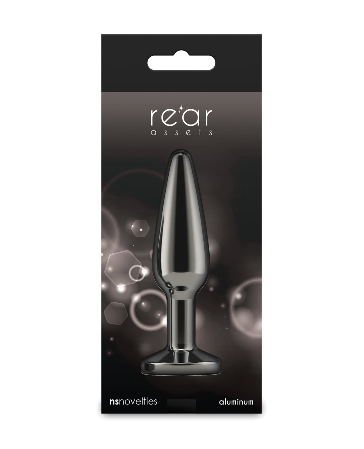 Rear Assets lichte tapsvormige aluminium anale dildo, middelgroot, chroom
